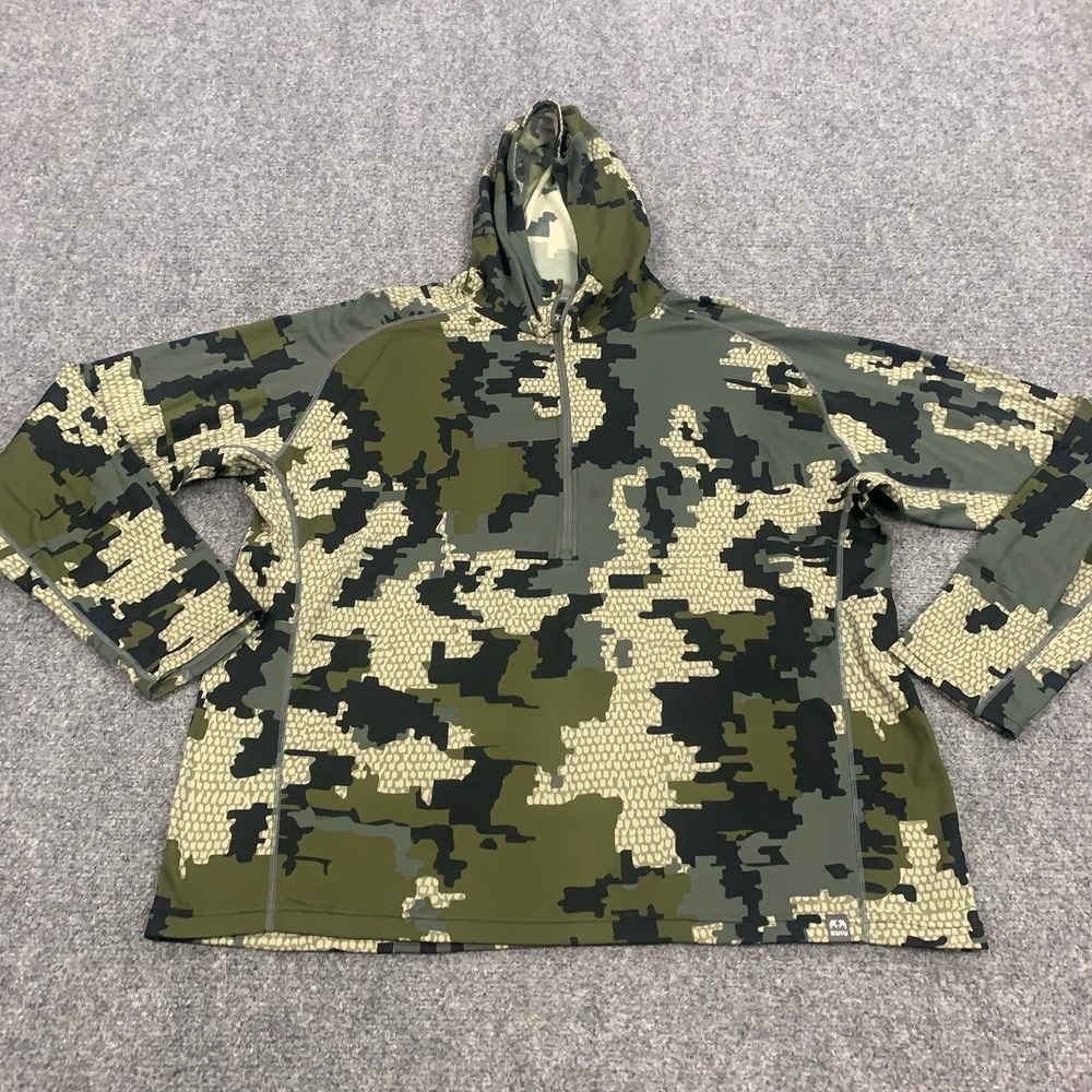 KUIU Peloton 200 Zip T Hoodie Mens 3XL Verde Camo Fleece Pullover Hunting